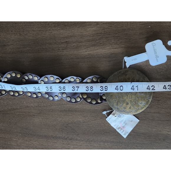 Nwt Vtg Y2K Charlotte Russe Brown Concho Leather Disk Belt Western Size M/L main image 3